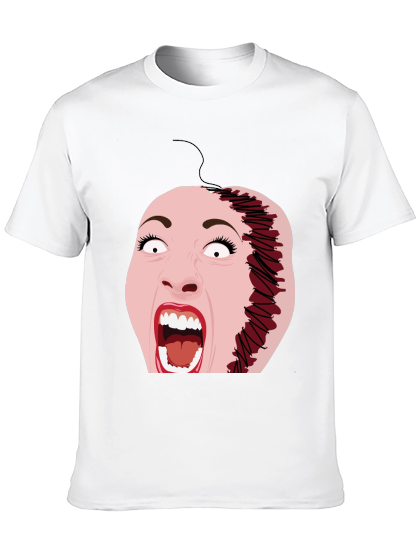 Horror T-Shirt with Stitched Face Graphic