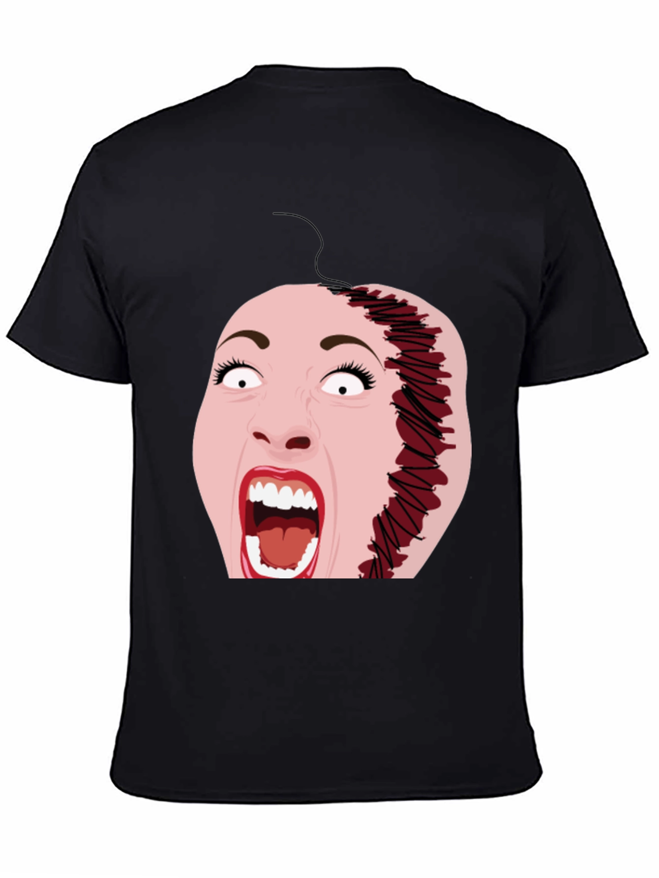 Horror T-Shirt with Stitched Face Graphic