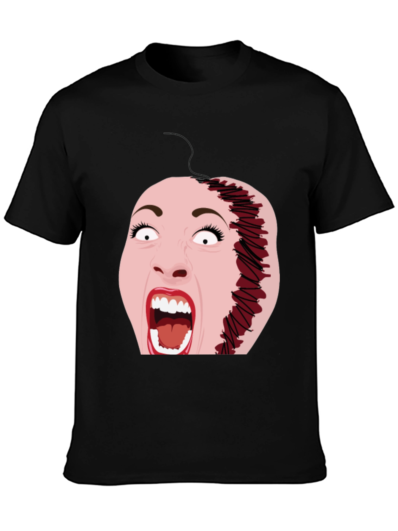 Horror T-Shirt with Stitched Face Graphic