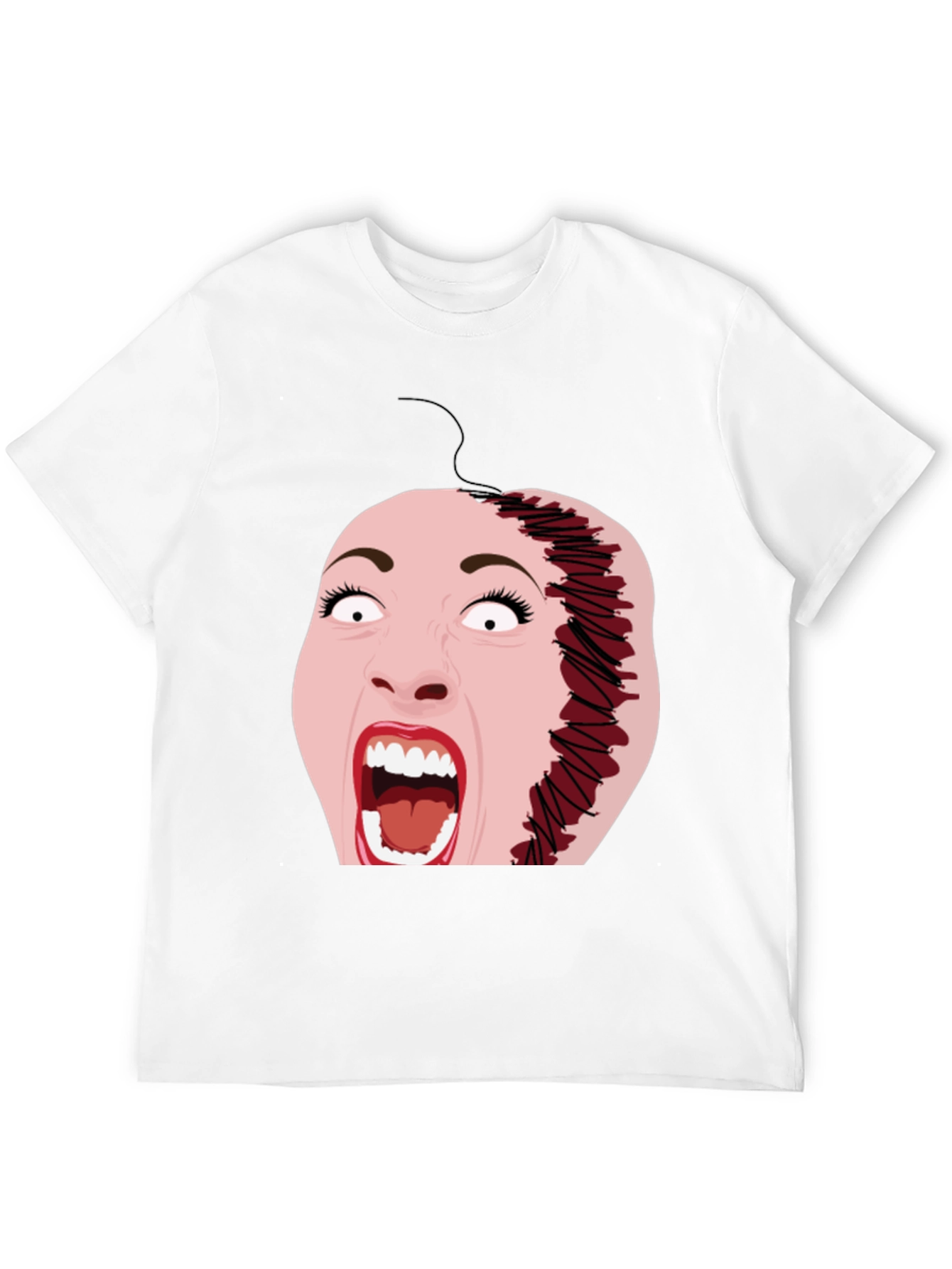 Horror T-Shirt with Stitched Face Graphic
