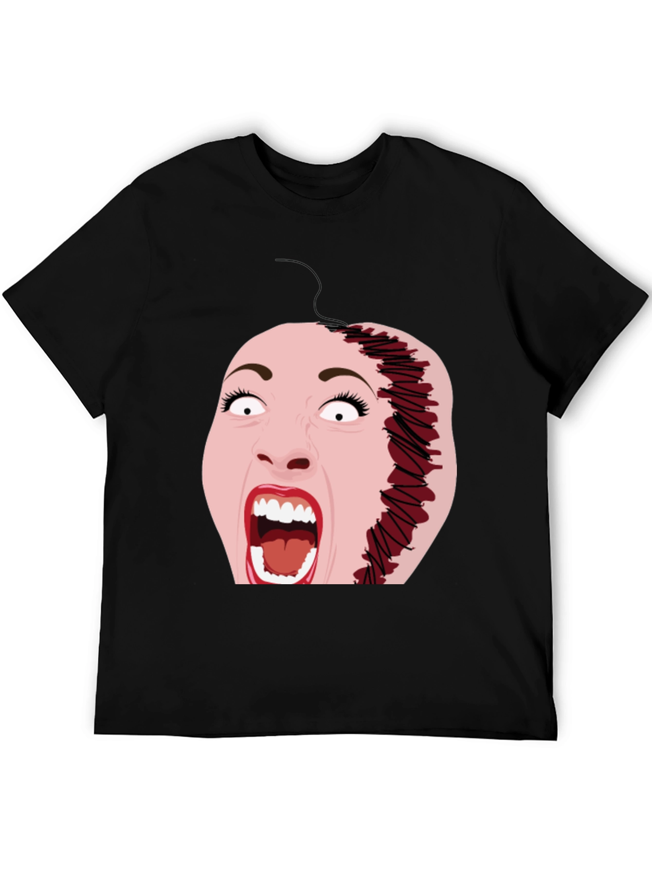 Horror T-Shirt with Stitched Face Graphic