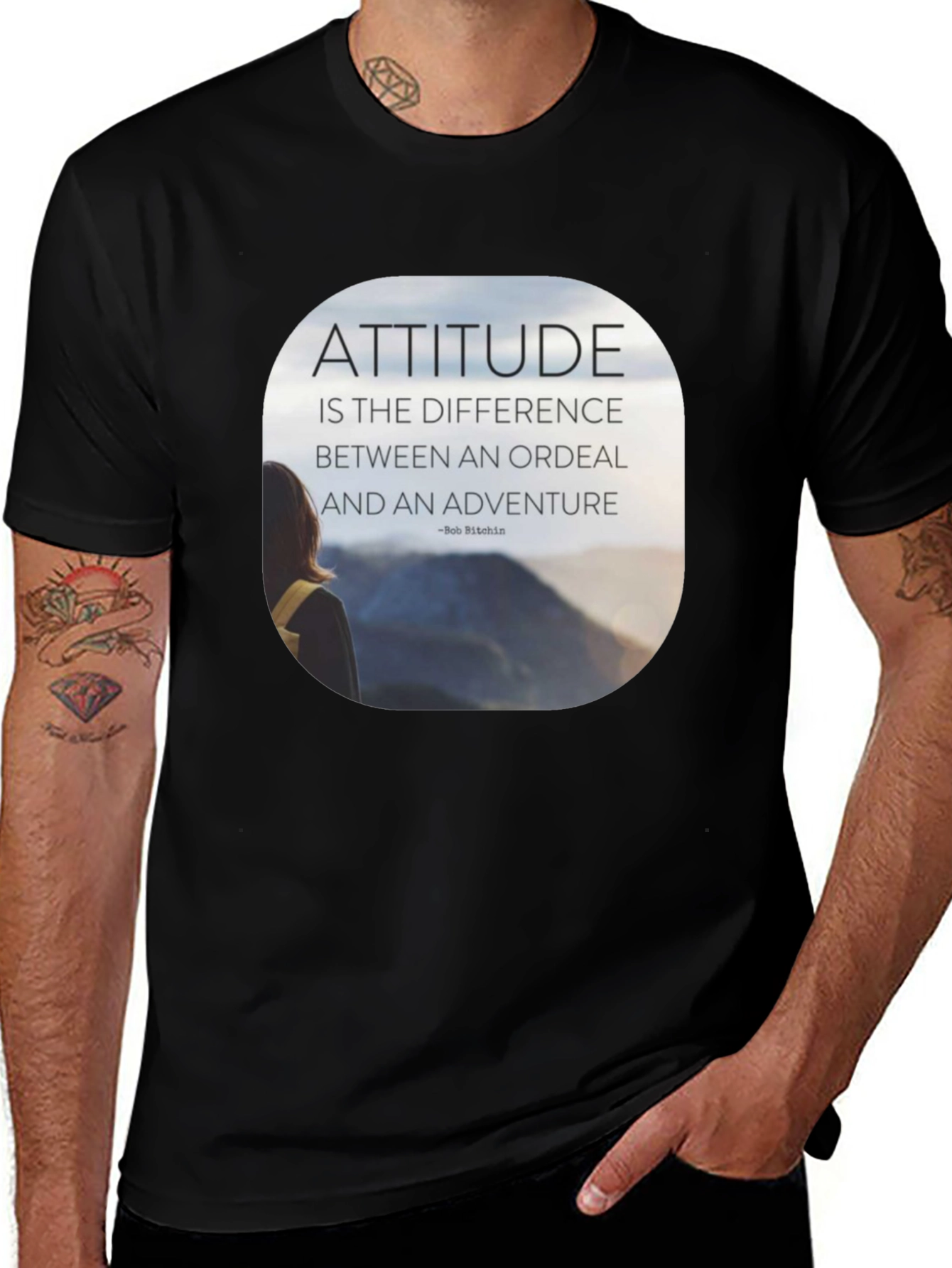 Attitude Motivational Graphic T-Shirt - Black