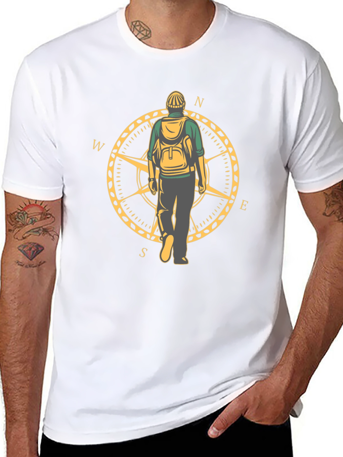 Travelers Compass Graphic Tee - Black