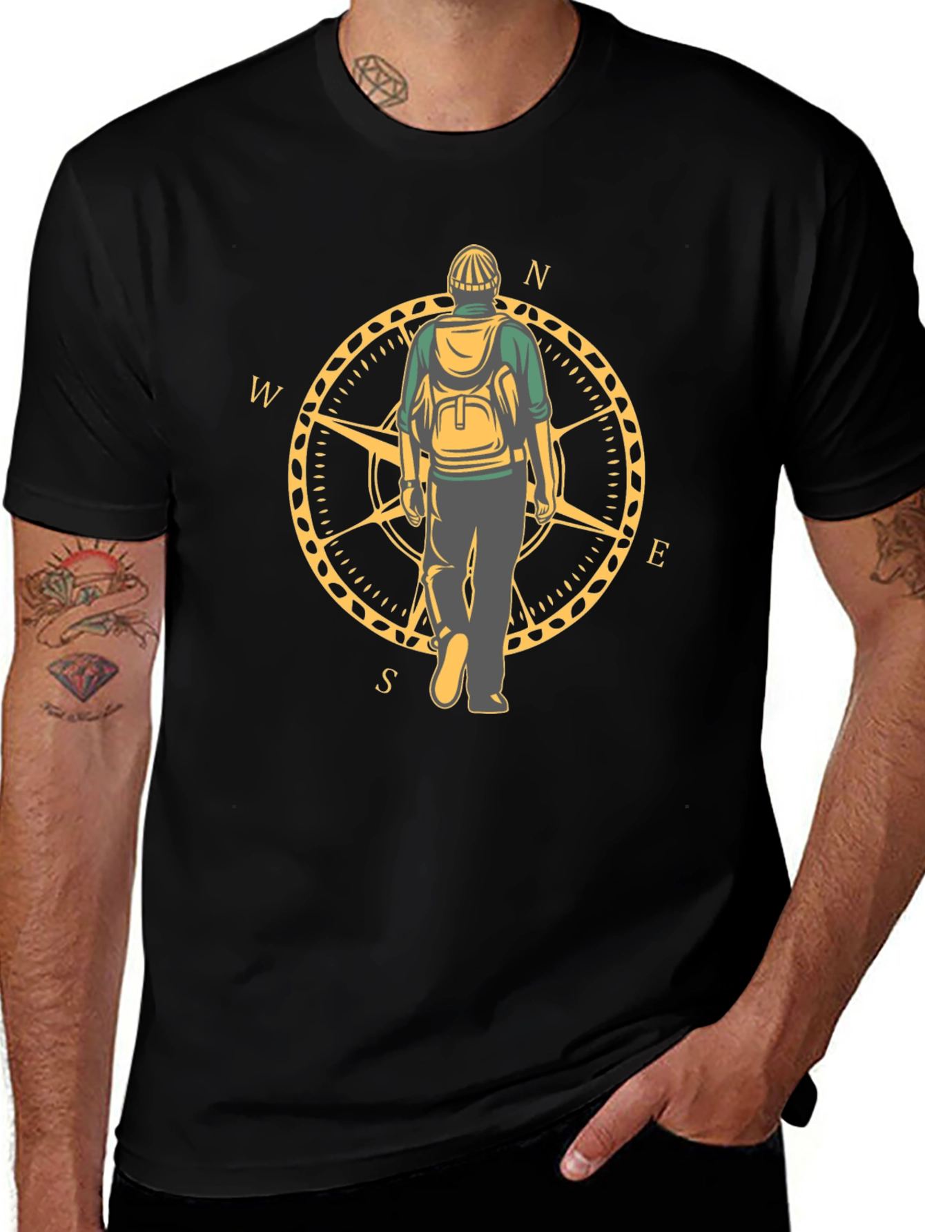 Travelers Compass Graphic Tee - Black
