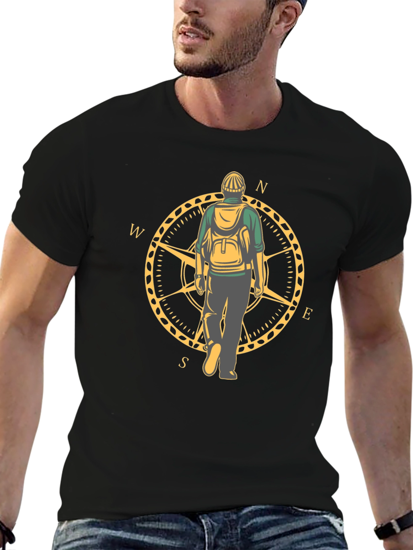 Travelers Compass Graphic Tee - Black