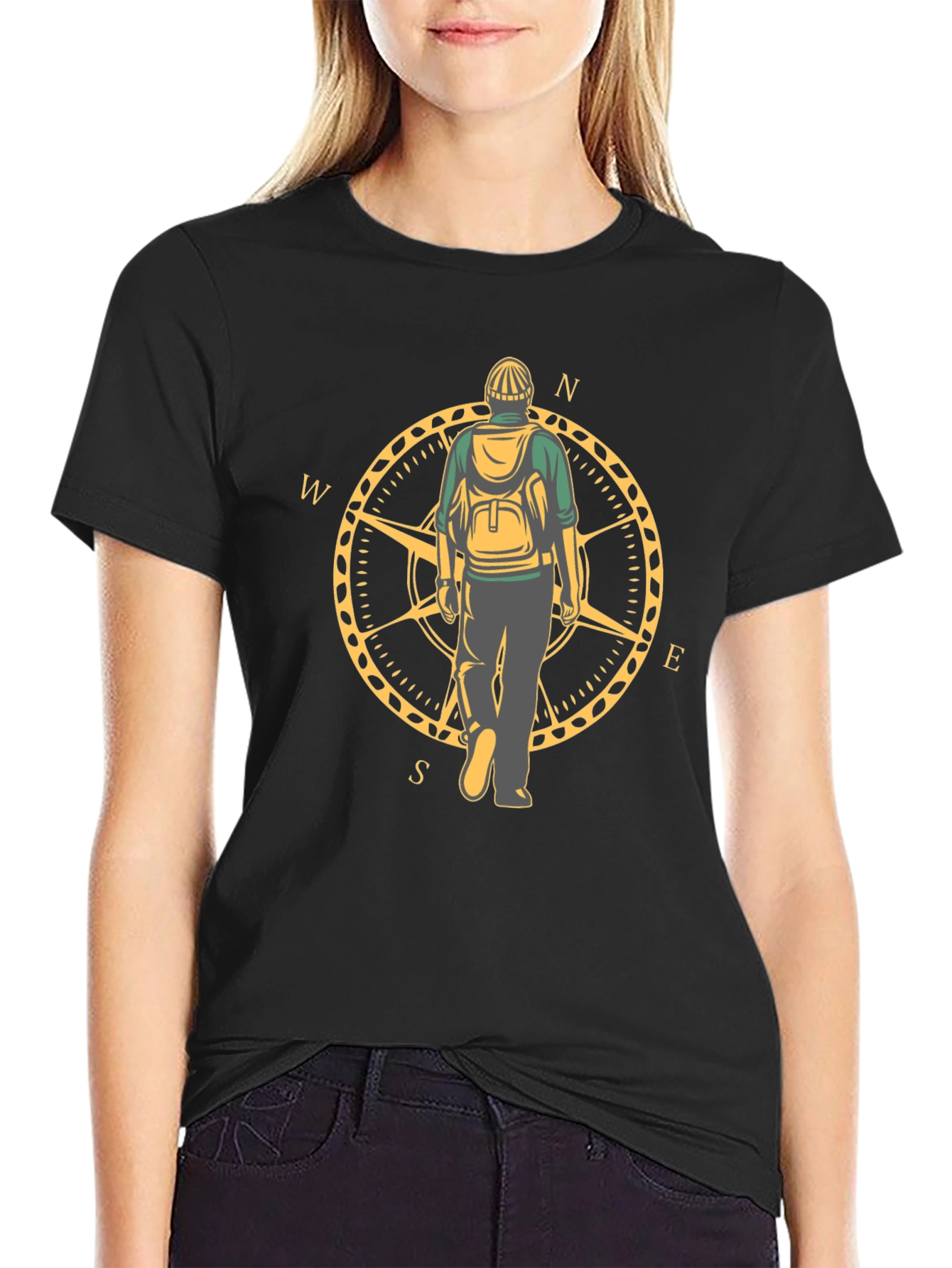 Travelers Compass Graphic Tee - Black