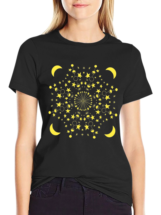 Celestial Mandala T-Shirt - Star & Moon Design
