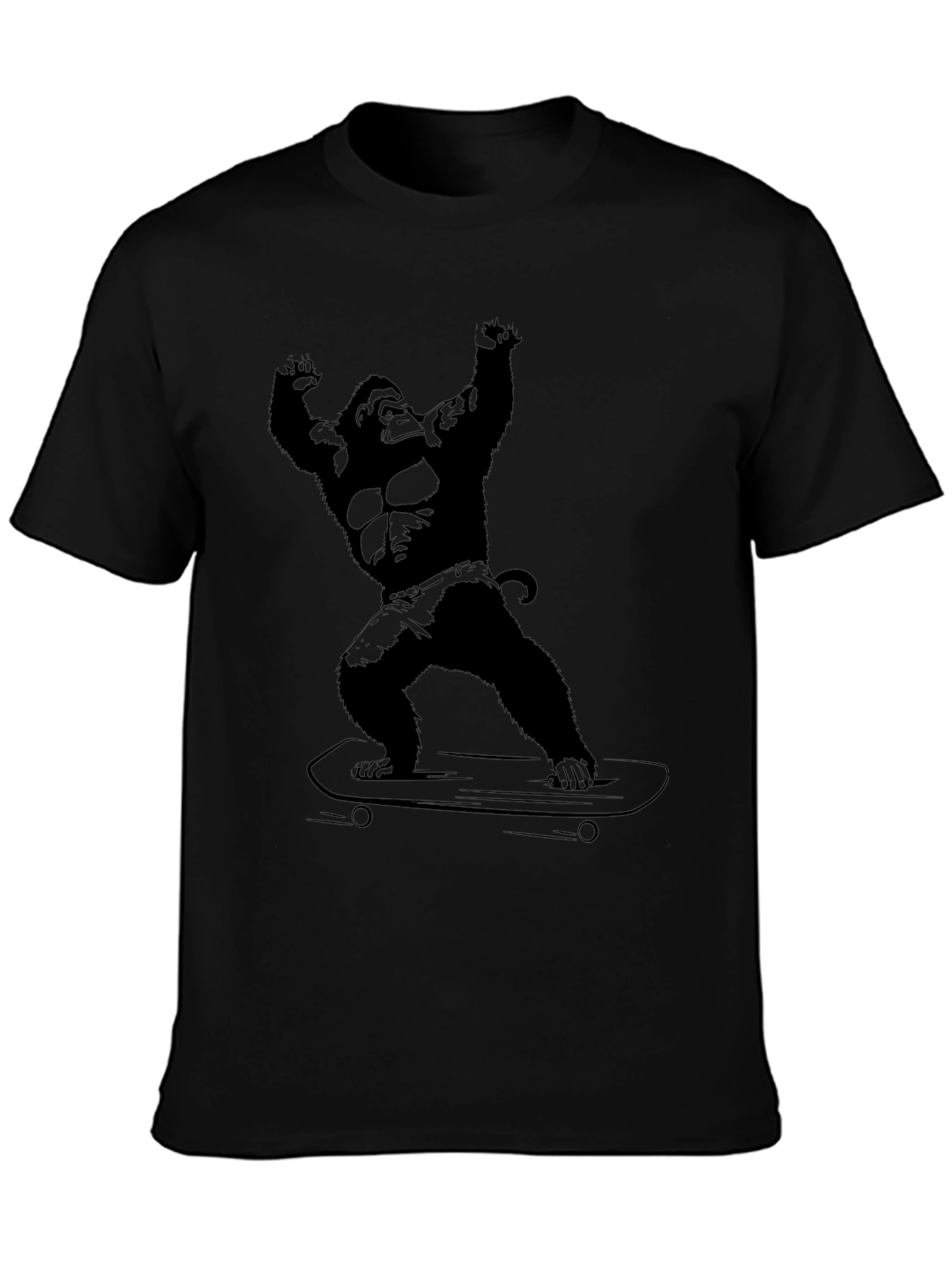 Gorilla Skateboarder Graphic Tee - Black