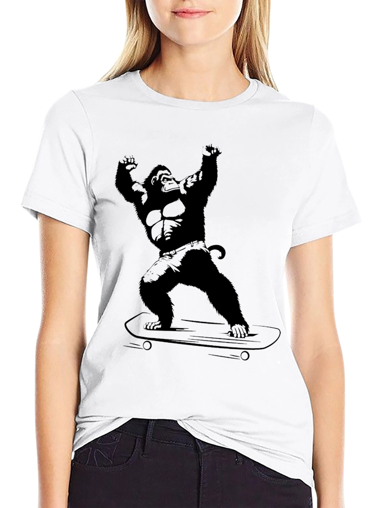 Gorilla Skateboarder Graphic Tee - Black