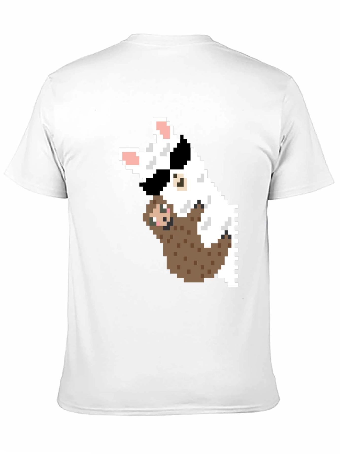 Pixel Art Sloth & Dog Graphic T-Shirt