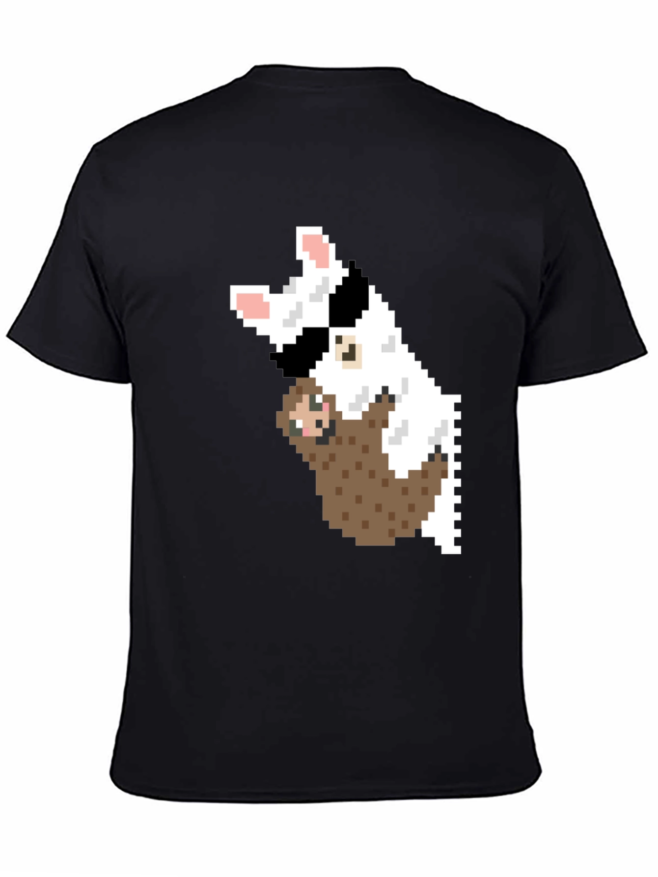 Pixel Art Sloth & Dog Graphic T-Shirt