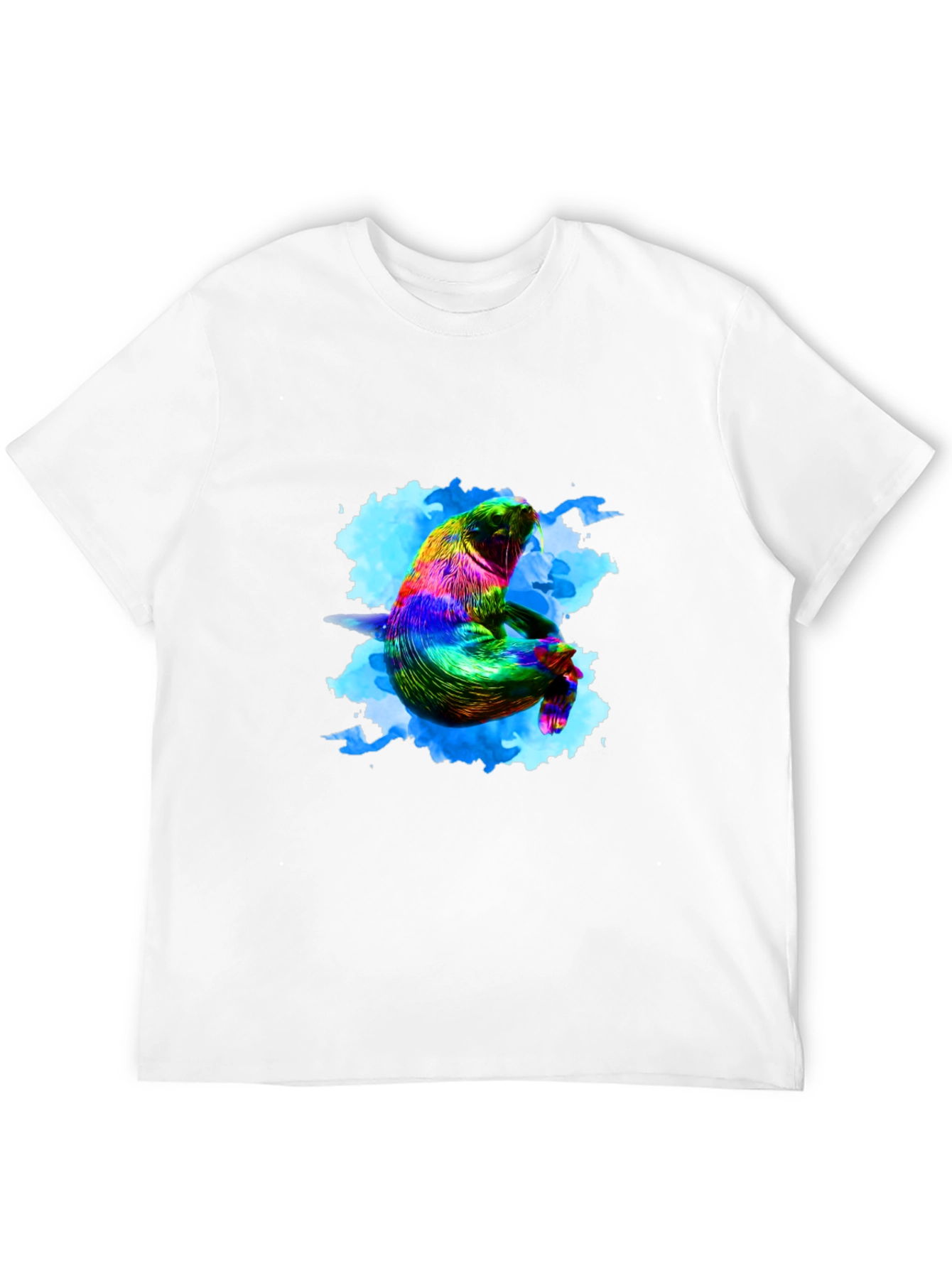 Rainbow Seal Graphic Tee - Black Cotton Comfort
