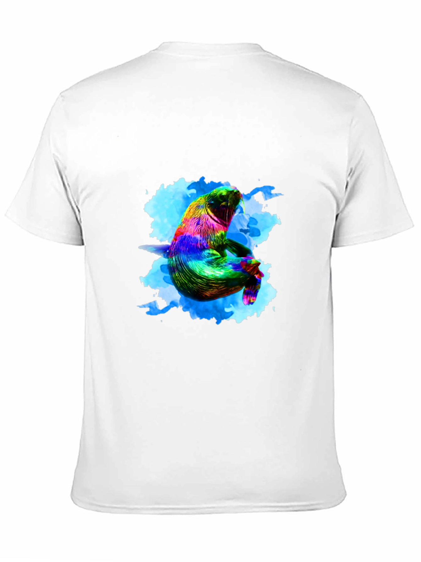 Rainbow Seal Graphic Tee - Black Cotton Comfort