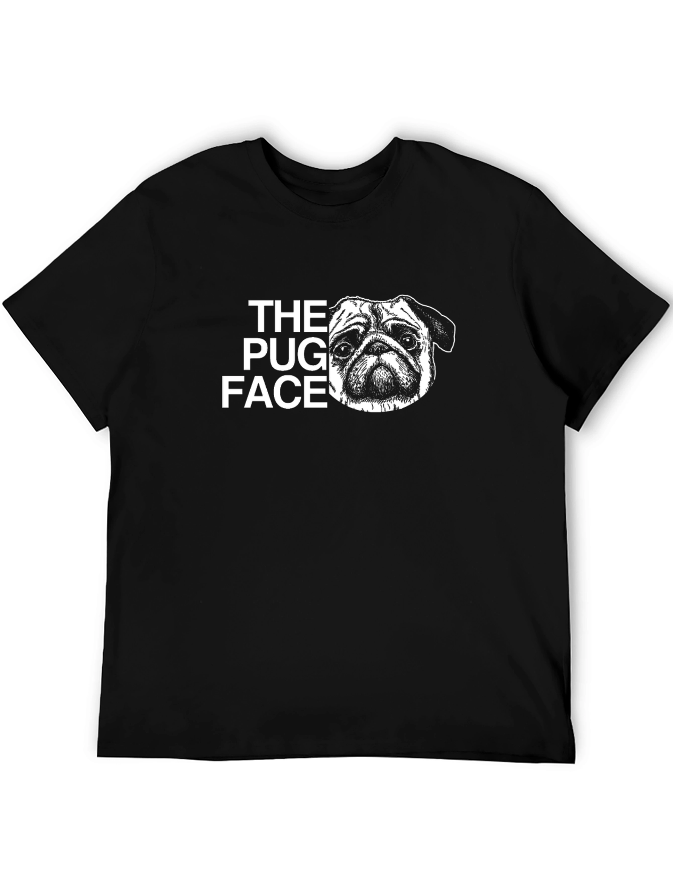 The Pug Face Black Cotton Graphic Tee
