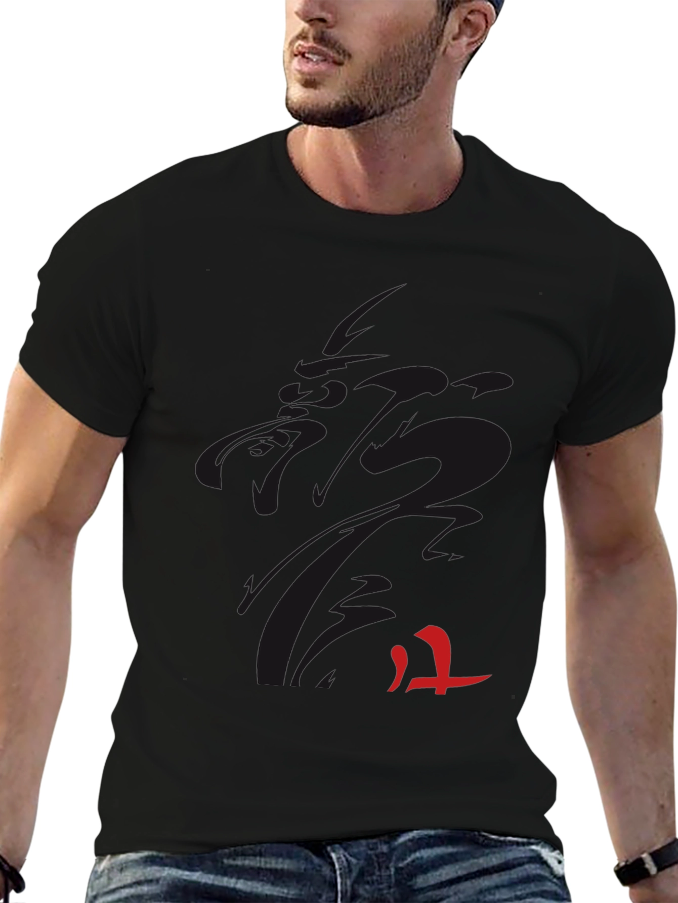 Mens Black Graphic Tee - Modern Style