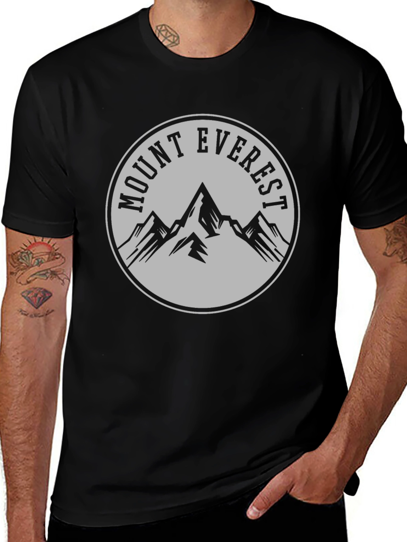 Mount Everest Graphic T-Shirt - Black Crew Neck