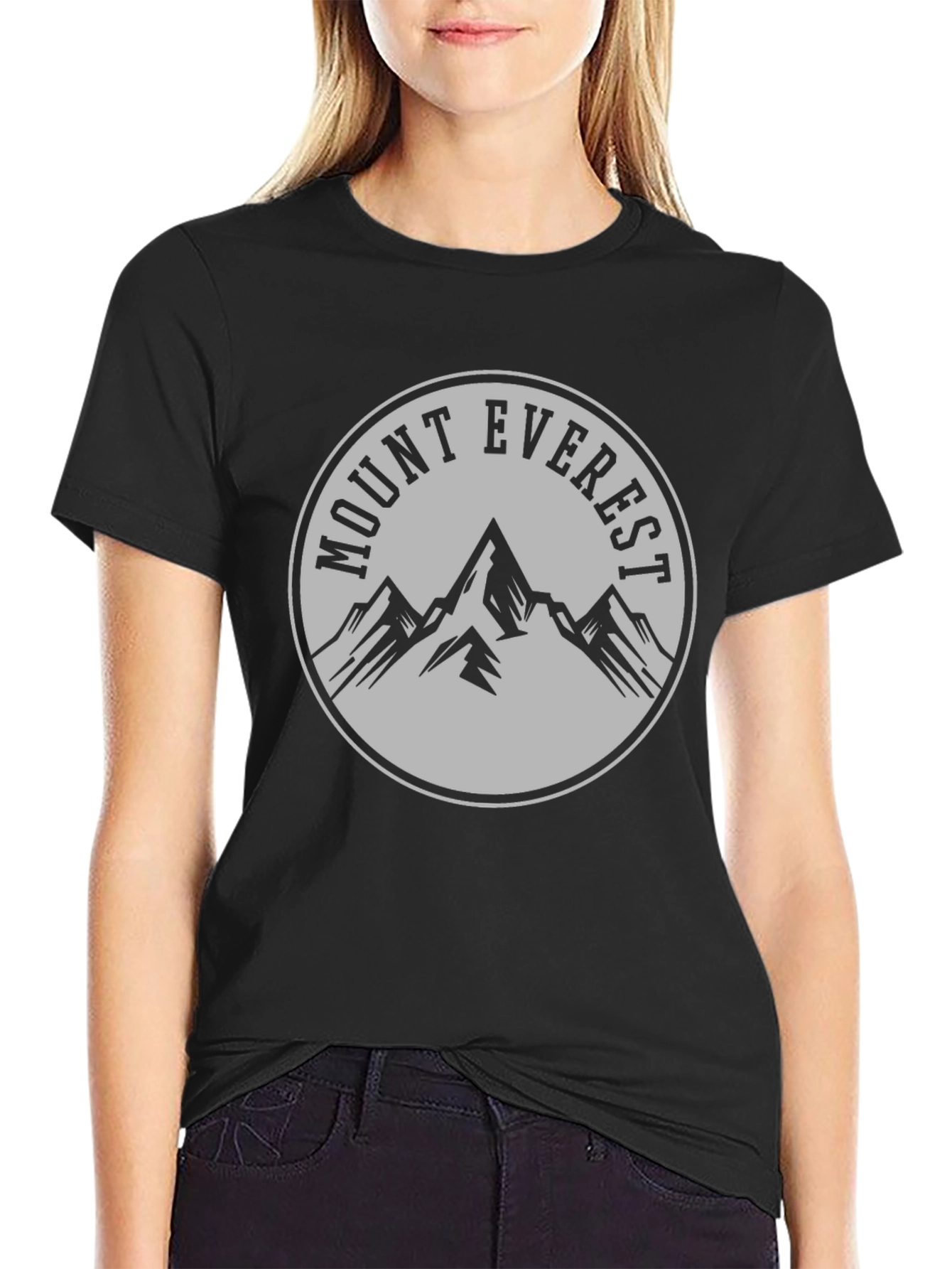 Mount Everest Graphic T-Shirt - Black Crew Neck