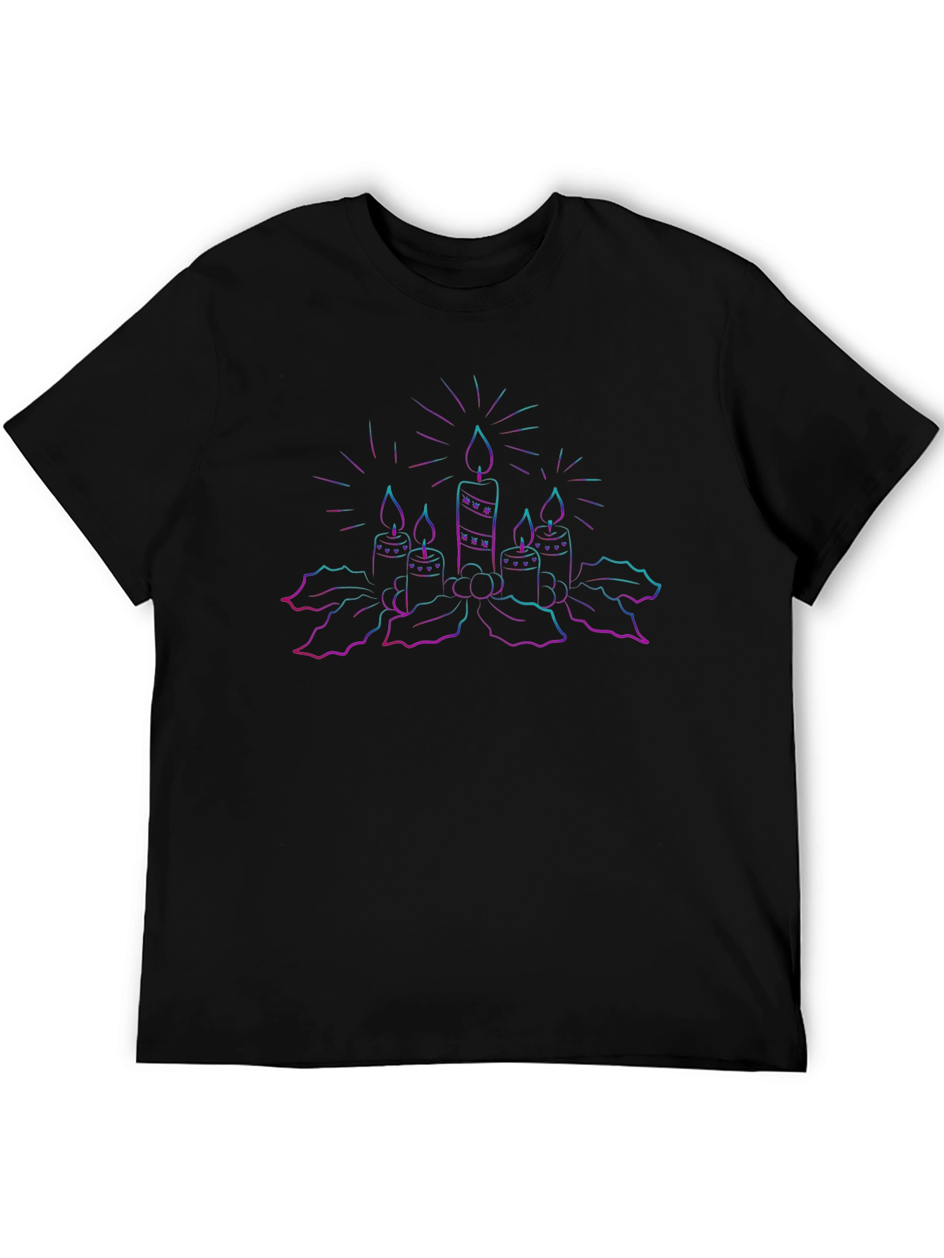 Neon Candles Graphic Tee - Black Cotton T-Shirt