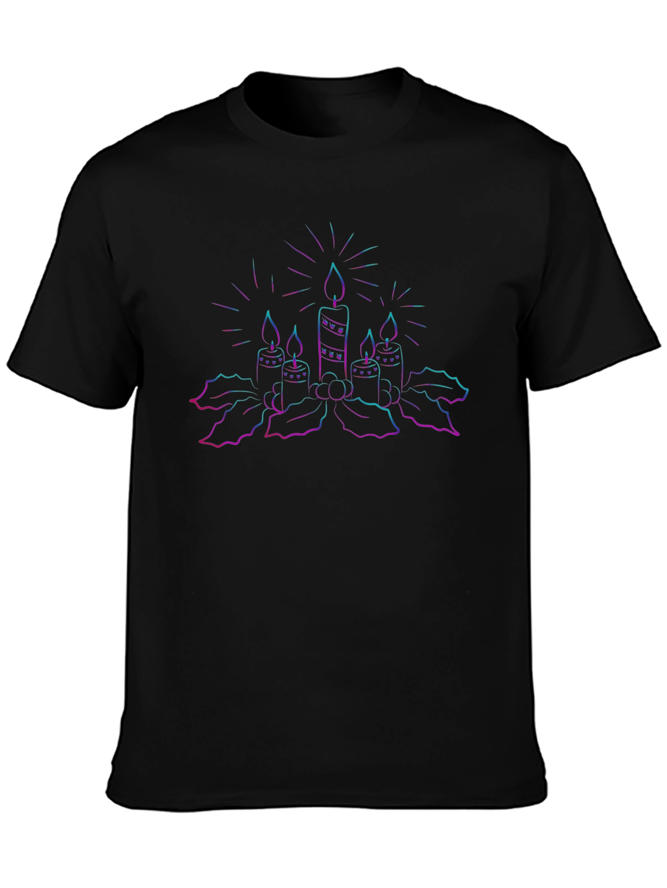Neon Candles Graphic Tee - Black Cotton T-Shirt