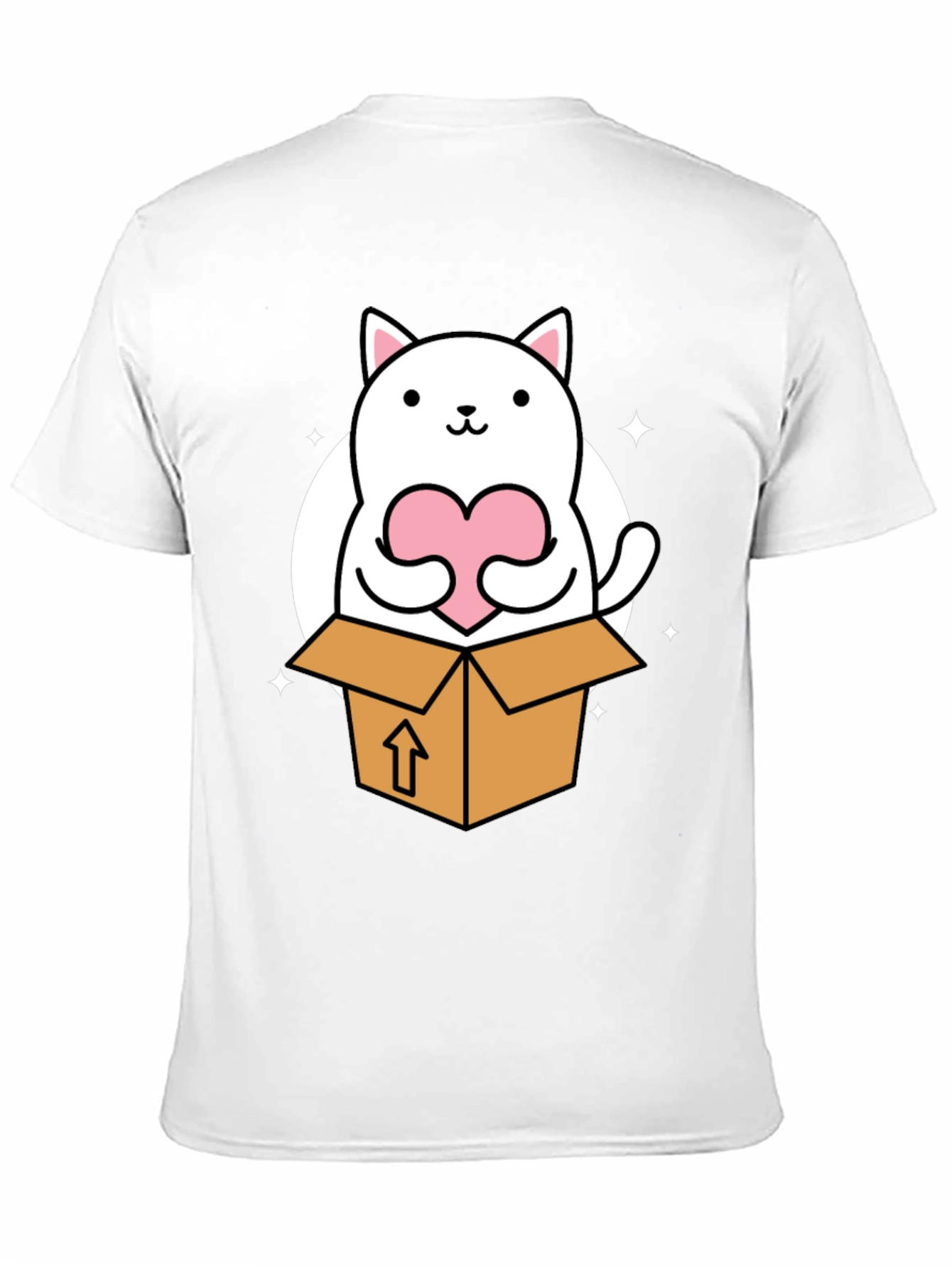Cute Cat in Box Holding Heart T-Shirt