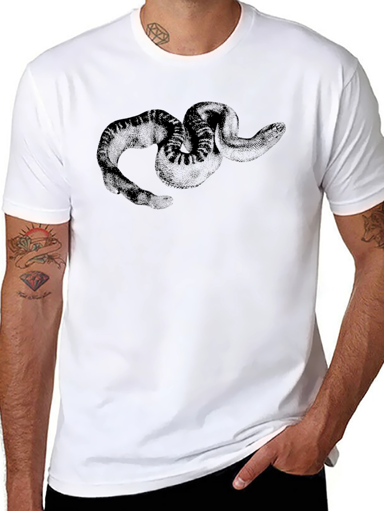 Black Snake Graphic Tee - Mens Casual Shirt