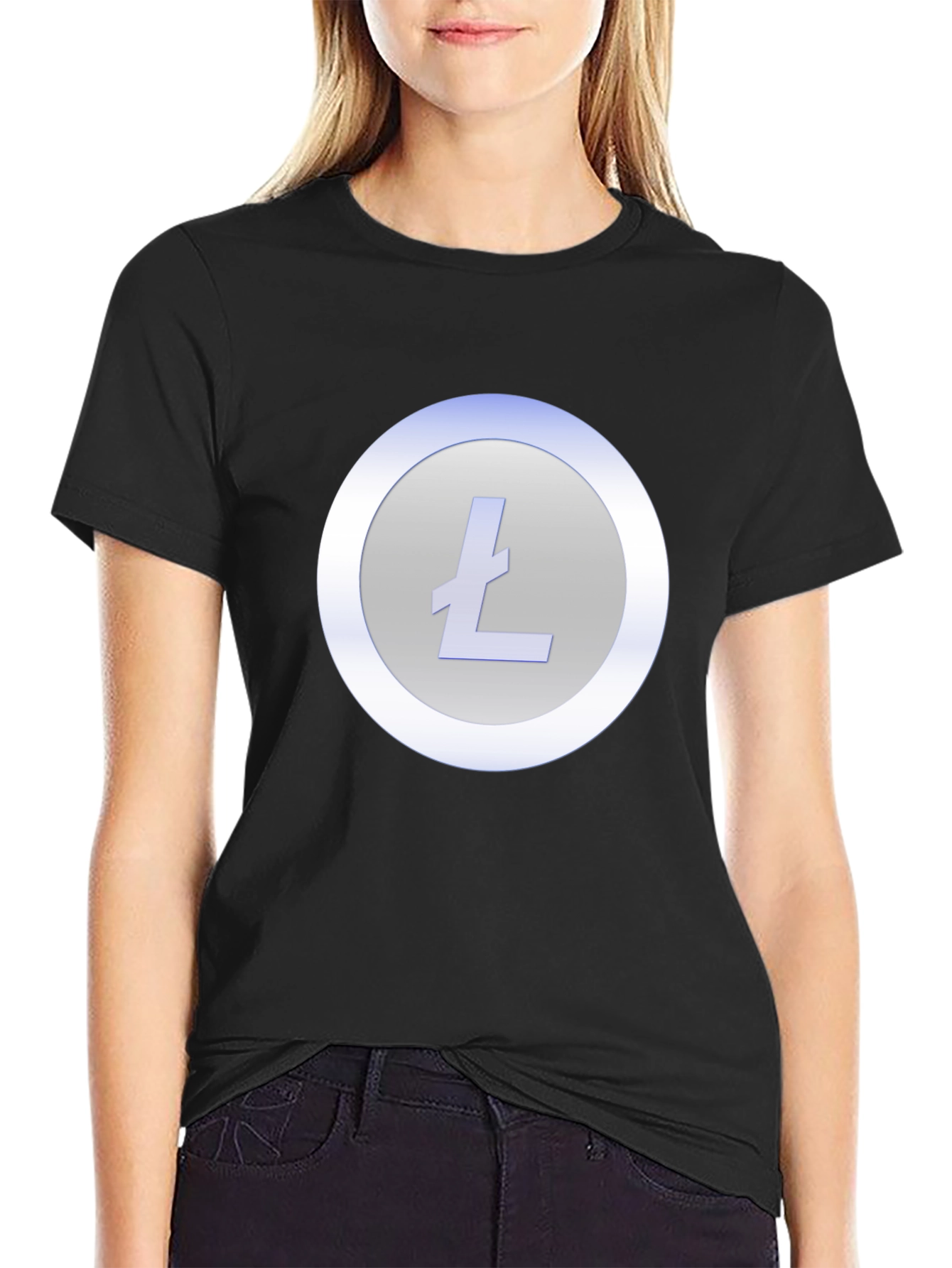 Litecoin Crypto T-Shirt - Black Crew Neck Tee