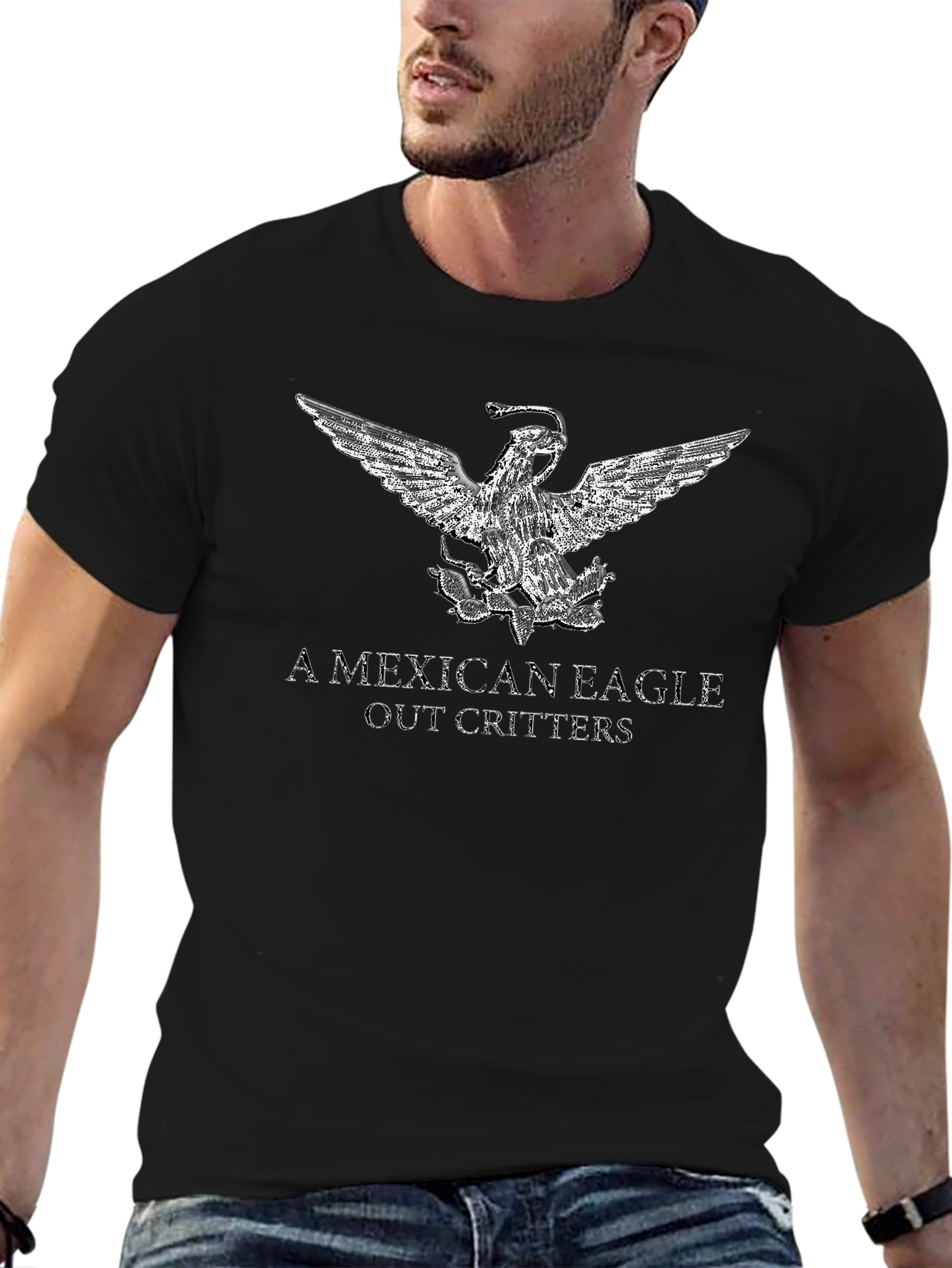 Mexican Eagle Graphic Tee - Black