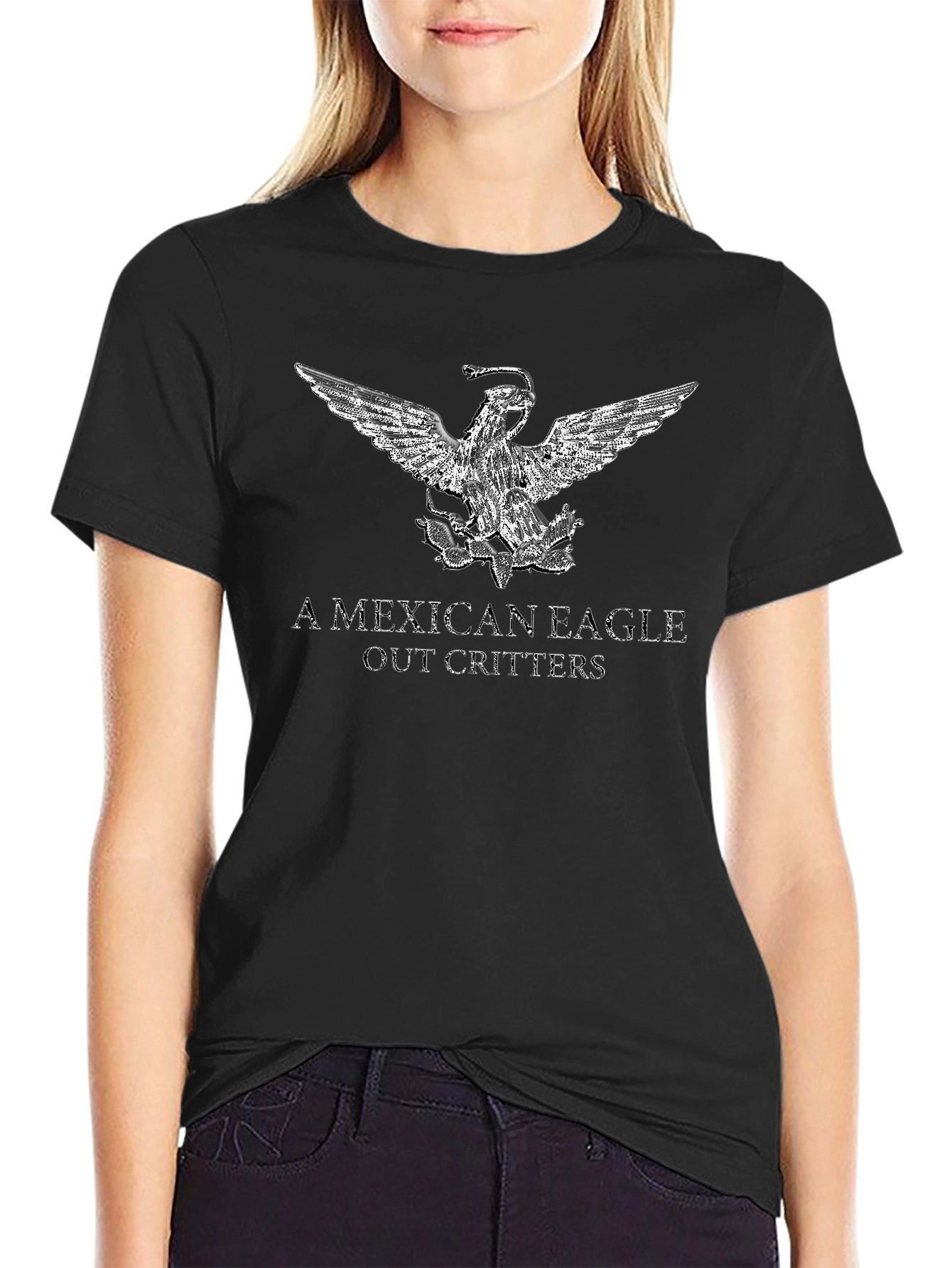 Mexican Eagle Graphic Tee - Black