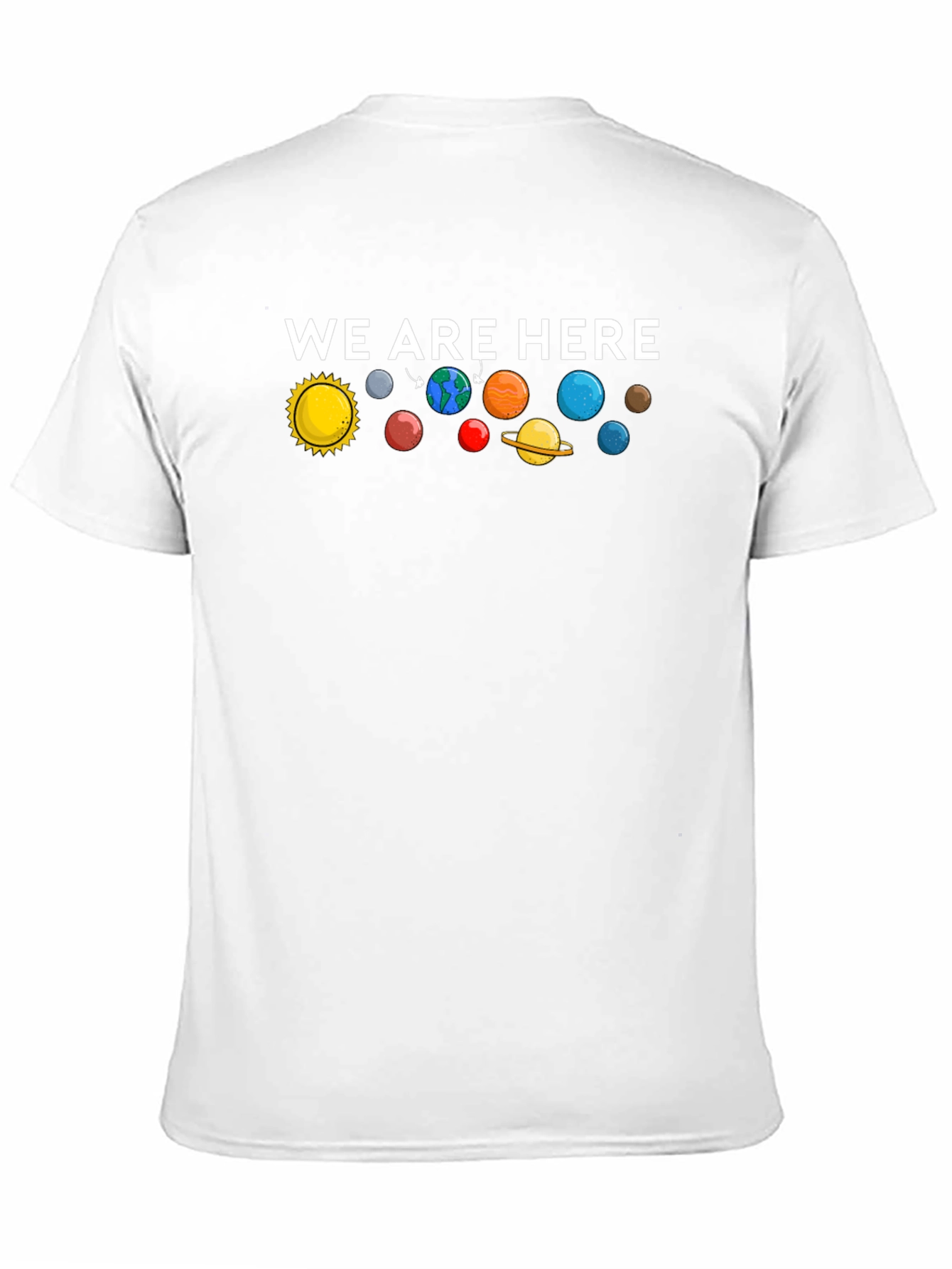 We Are Here Solar System Graphic T-Shirt - Black