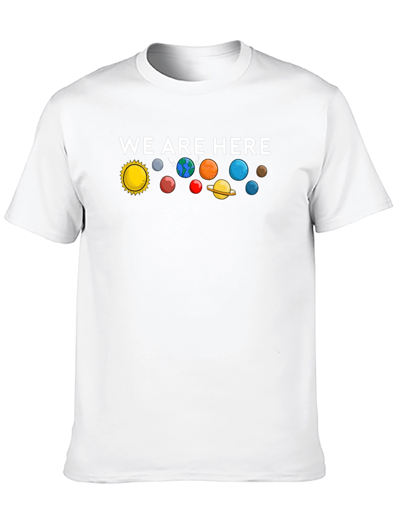 We Are Here Solar System Graphic T-Shirt - Black