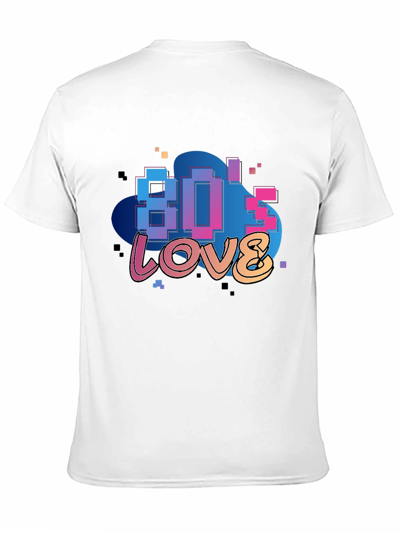80s Love Retro Graphic Tee - Black Cotton Blend