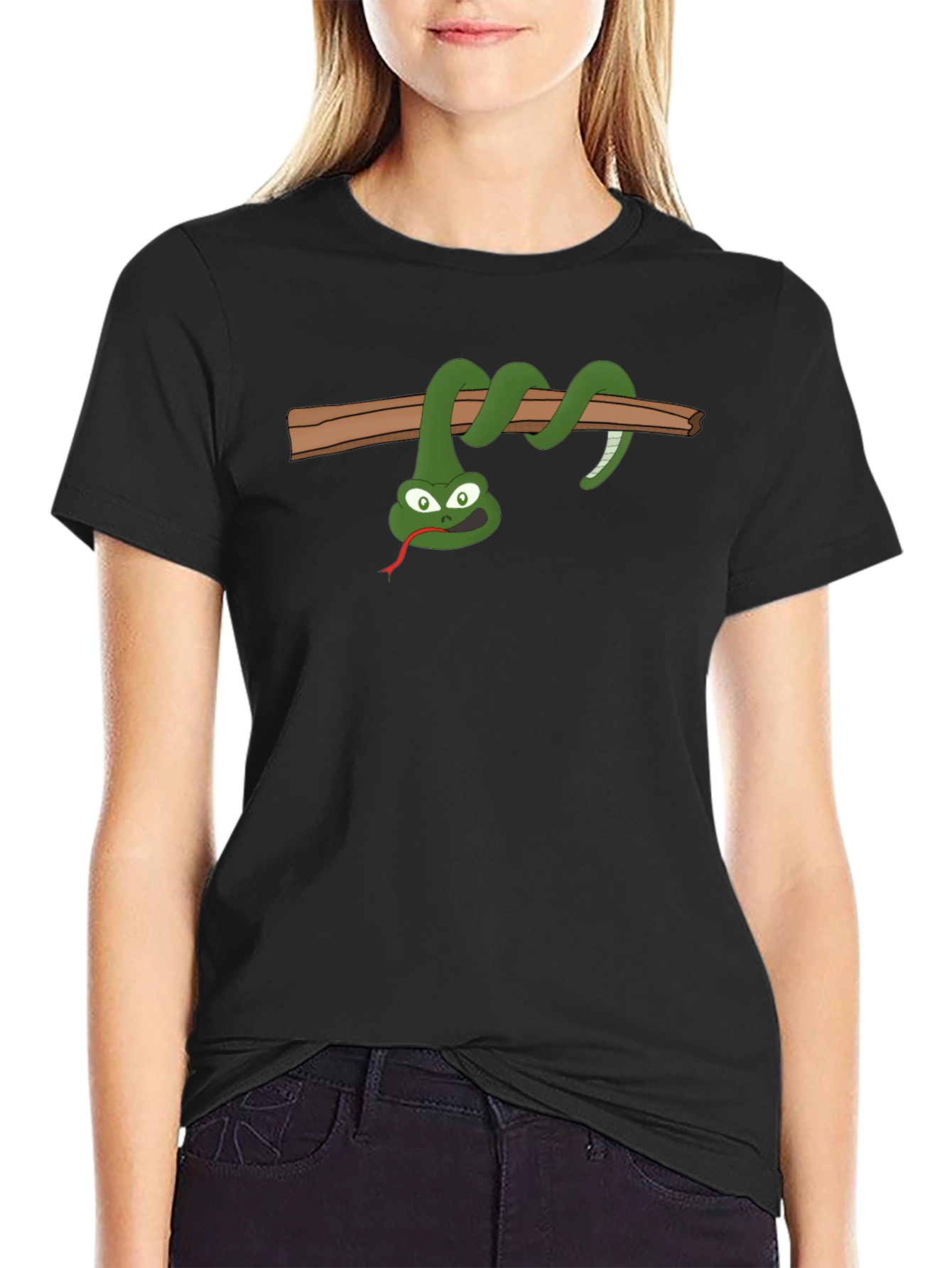 Funny Snake On Branch Graphic T-Shirt