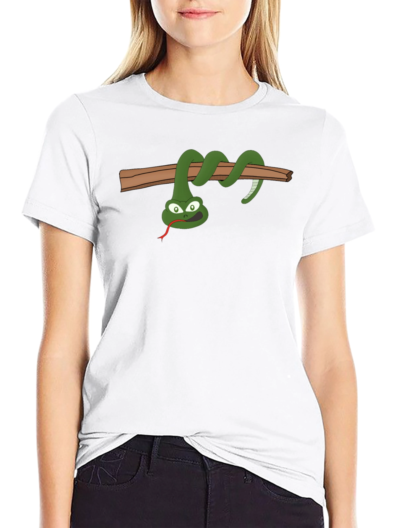 Funny Snake On Branch Graphic T-Shirt