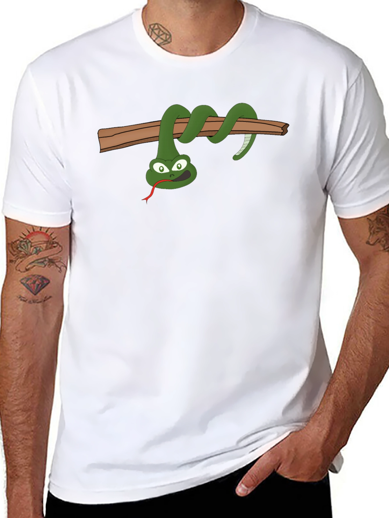 Funny Snake On Branch Graphic T-Shirt