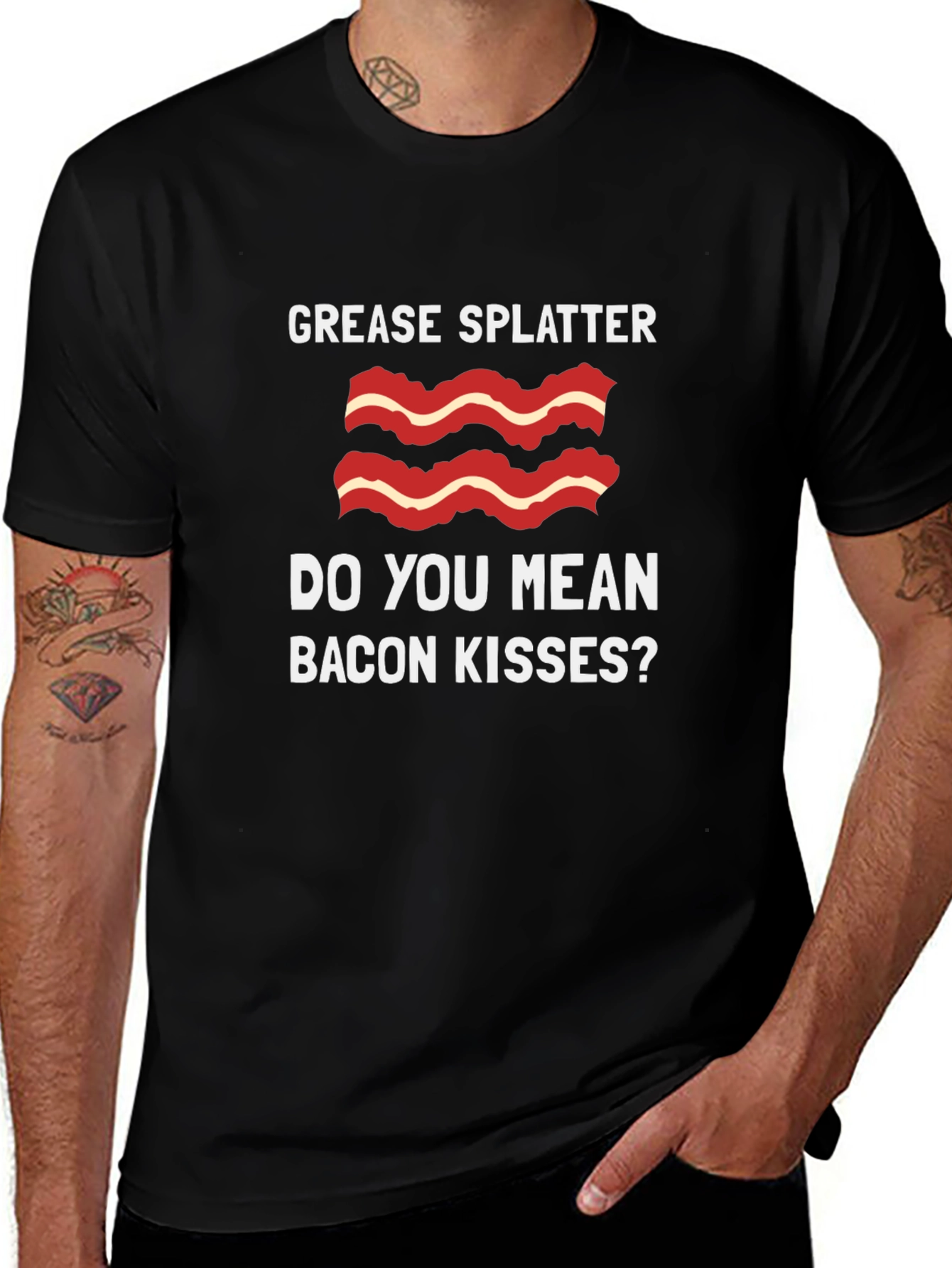 Bacon Kisses T-Shirt - Grease Splatter Funny Tee