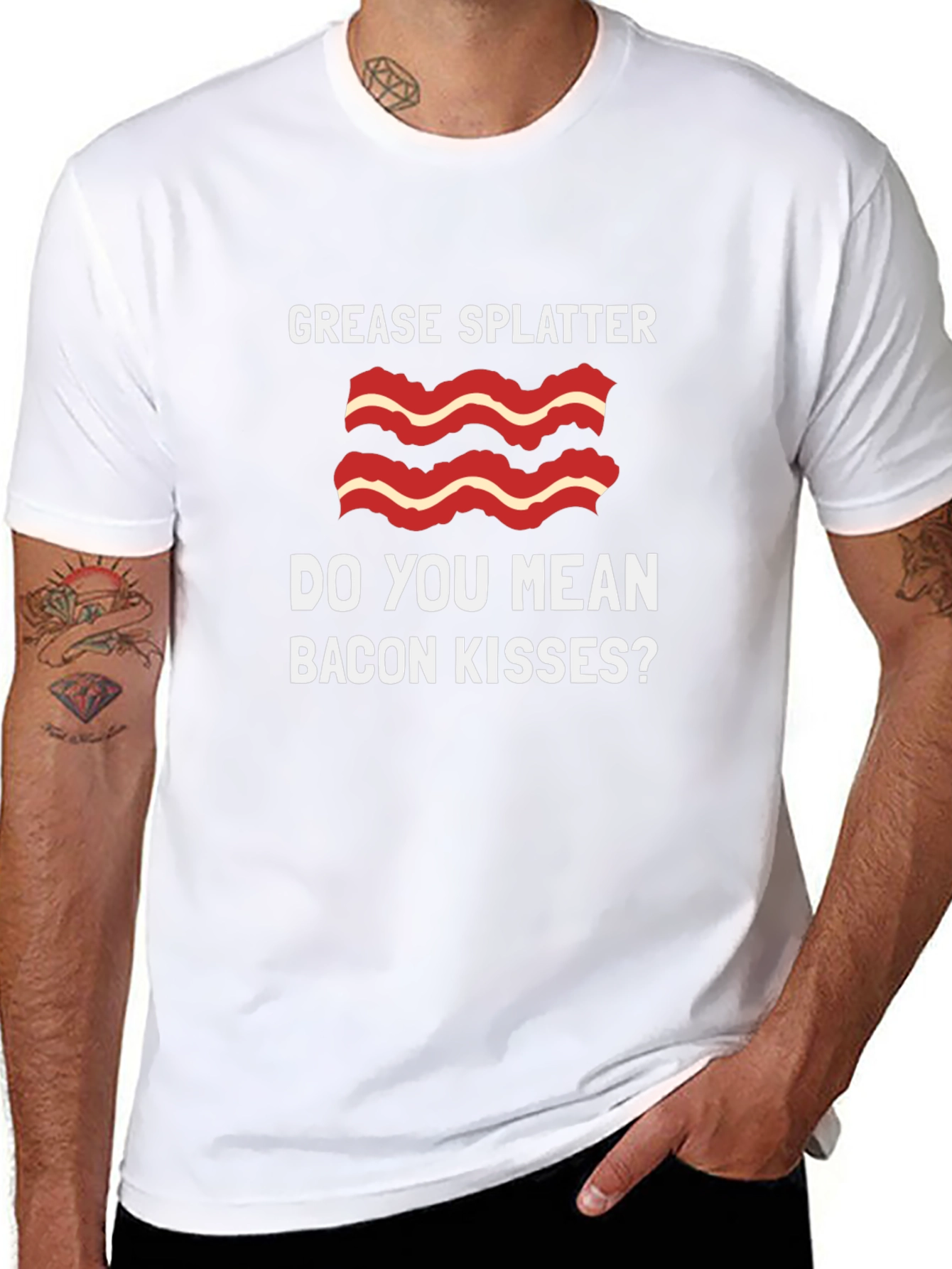 Bacon Kisses T-Shirt - Grease Splatter Funny Tee