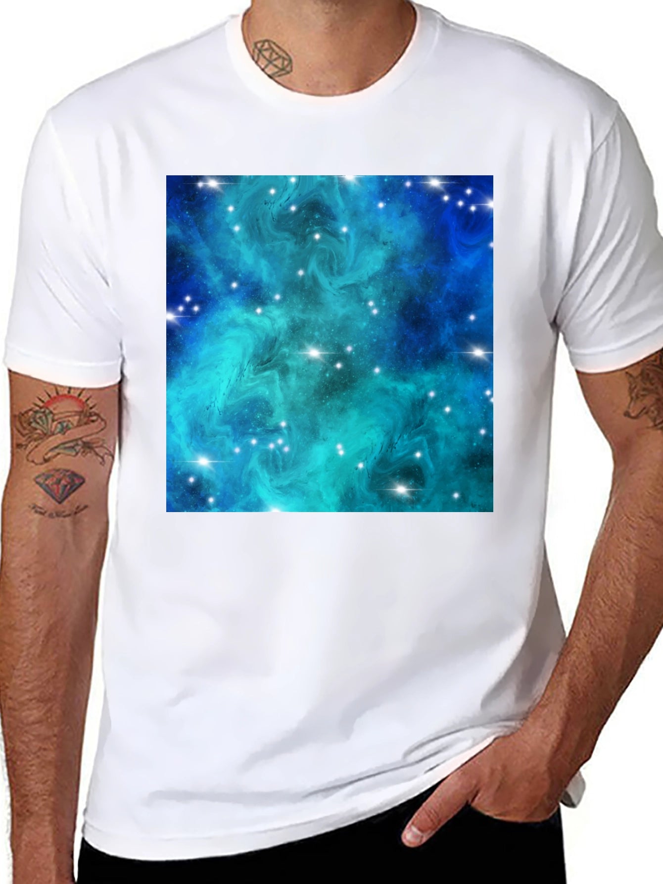 Nebula Galaxy Print Black T-Shirt
