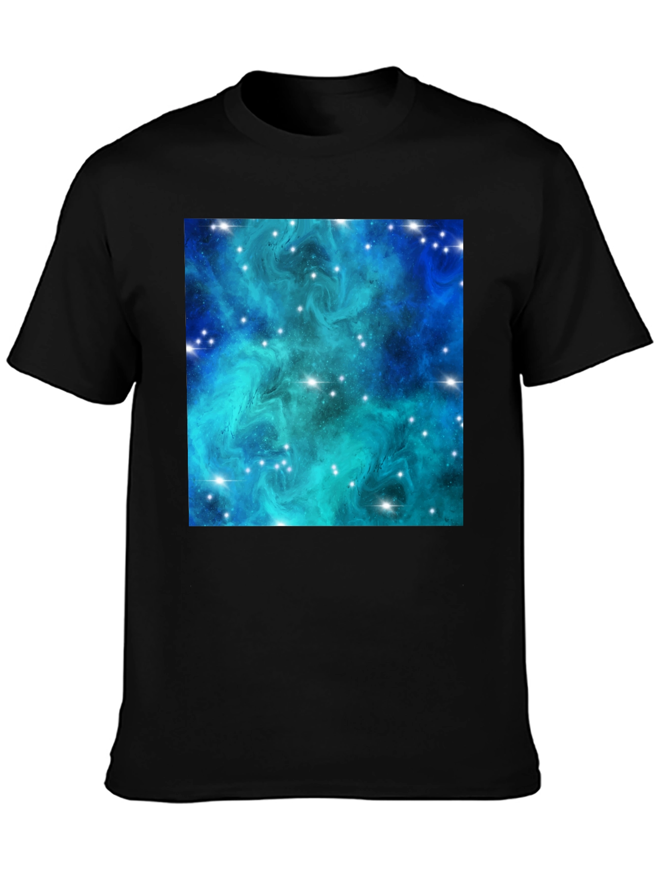 Nebula Galaxy Print Black T-Shirt