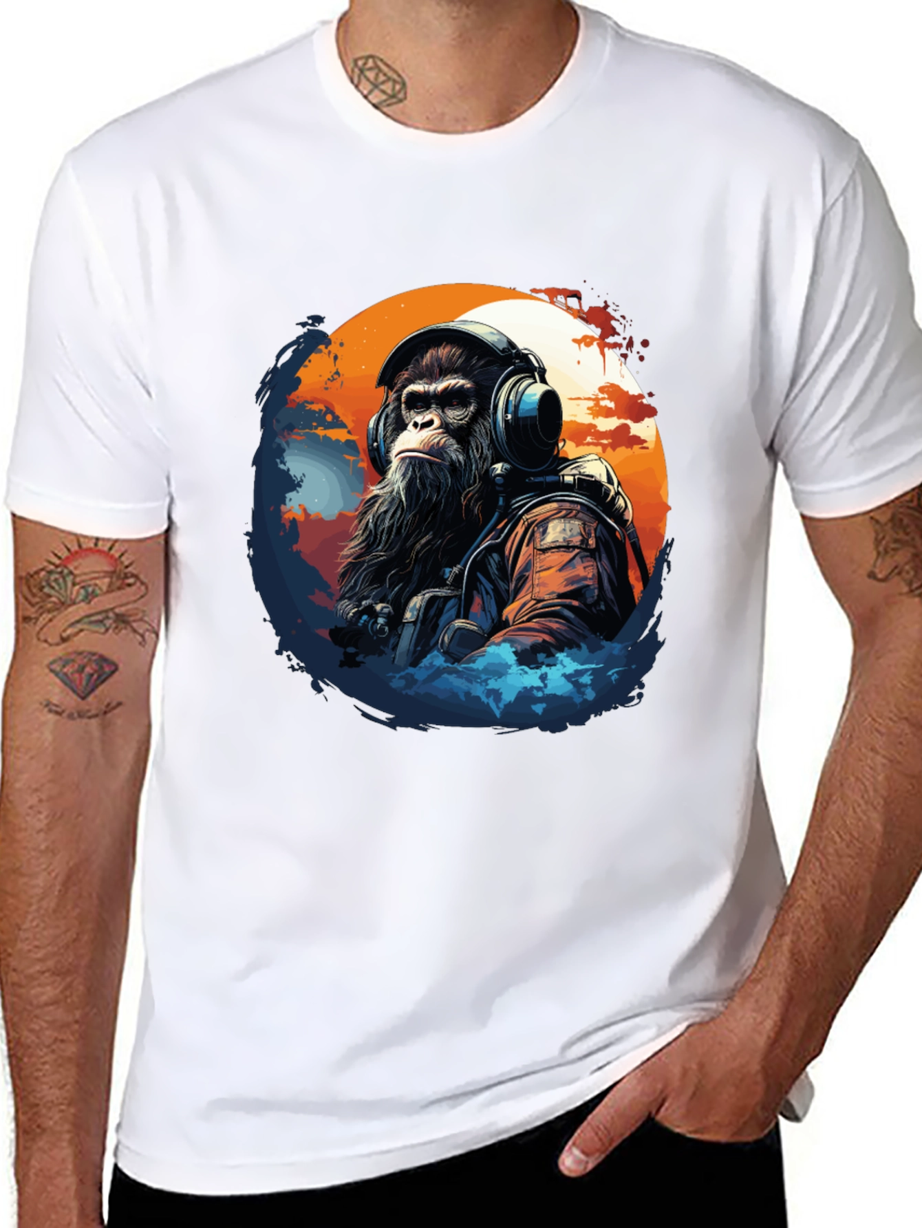Ape Astronaut Graphic Tee - Black Cotton T-Shirt