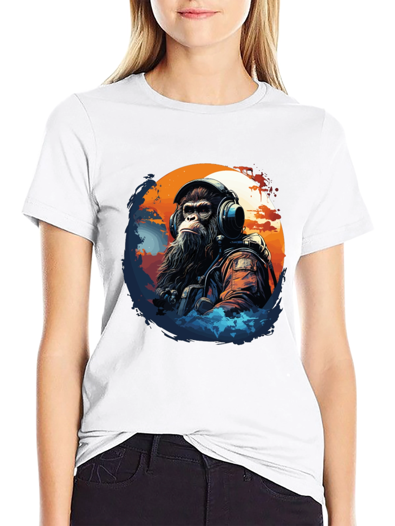 Ape Astronaut Graphic Tee - Black Cotton T-Shirt