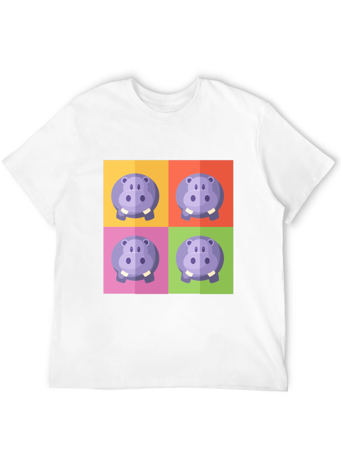 Hippo Pop Art Graphic Black T-Shirt