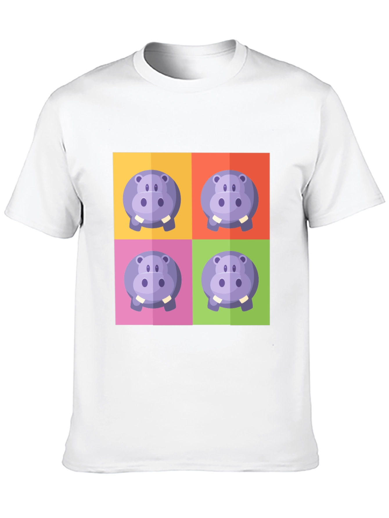 Hippo Pop Art Graphic Black T-Shirt