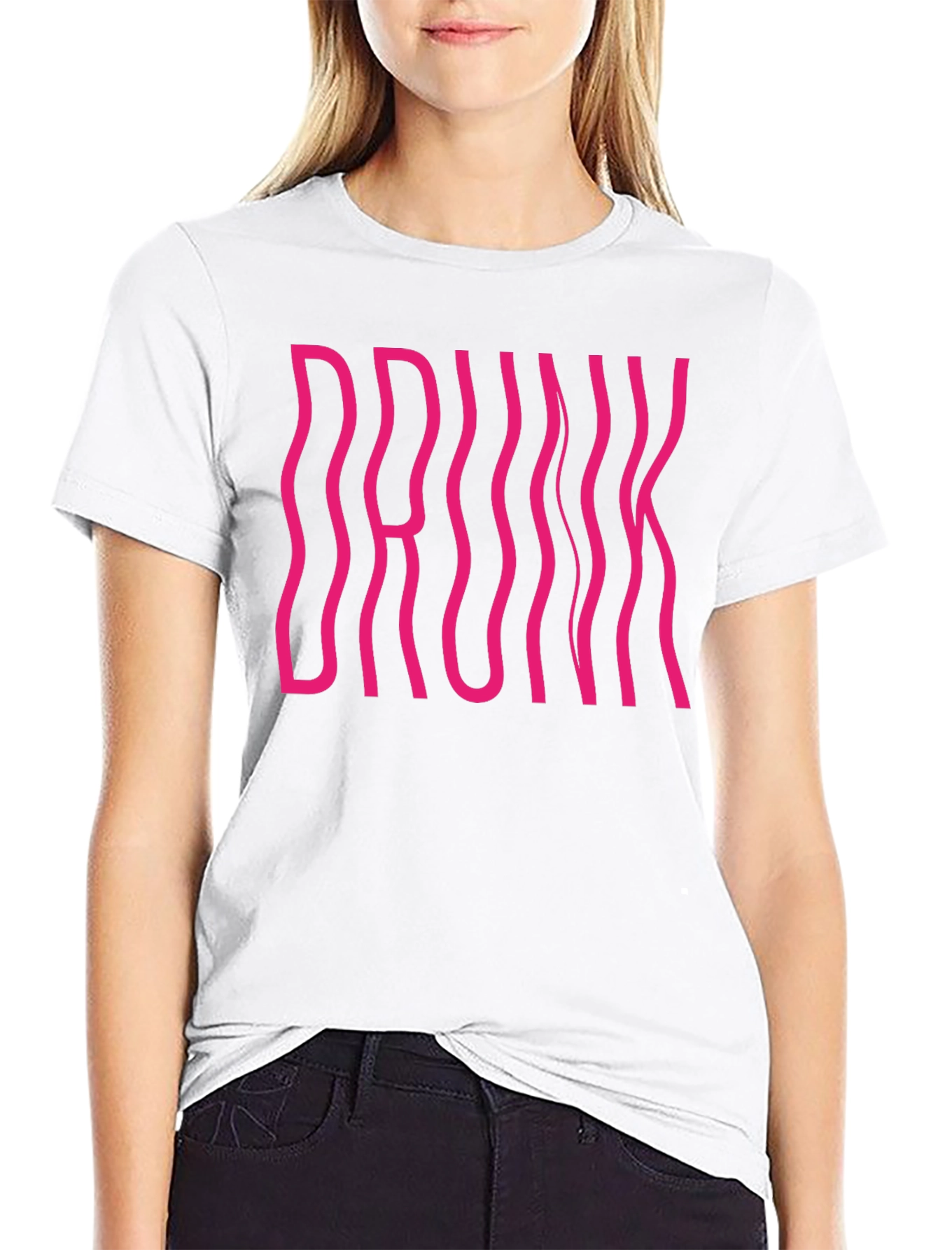 Drunk Graphic Tee - Black Cotton Crew Neck Shirt