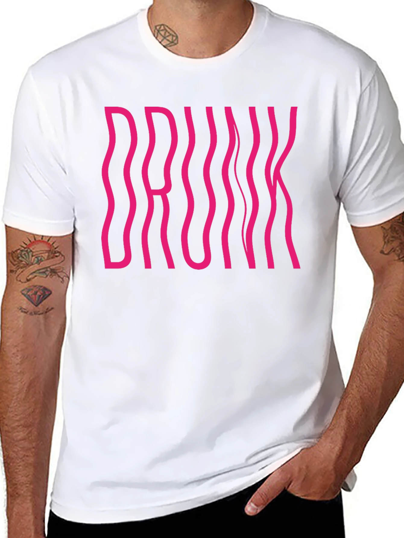Drunk Graphic Tee - Black Cotton Crew Neck Shirt