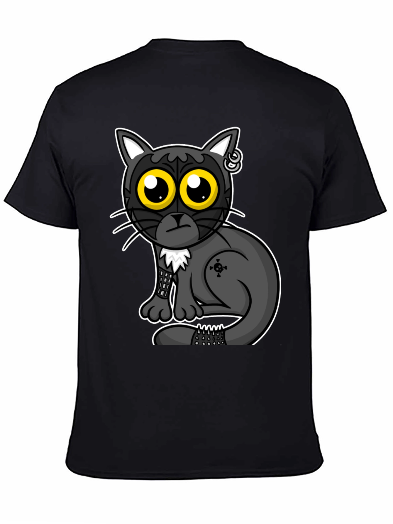 Gothic Cat T-Shirt - Cool Cartoon Design