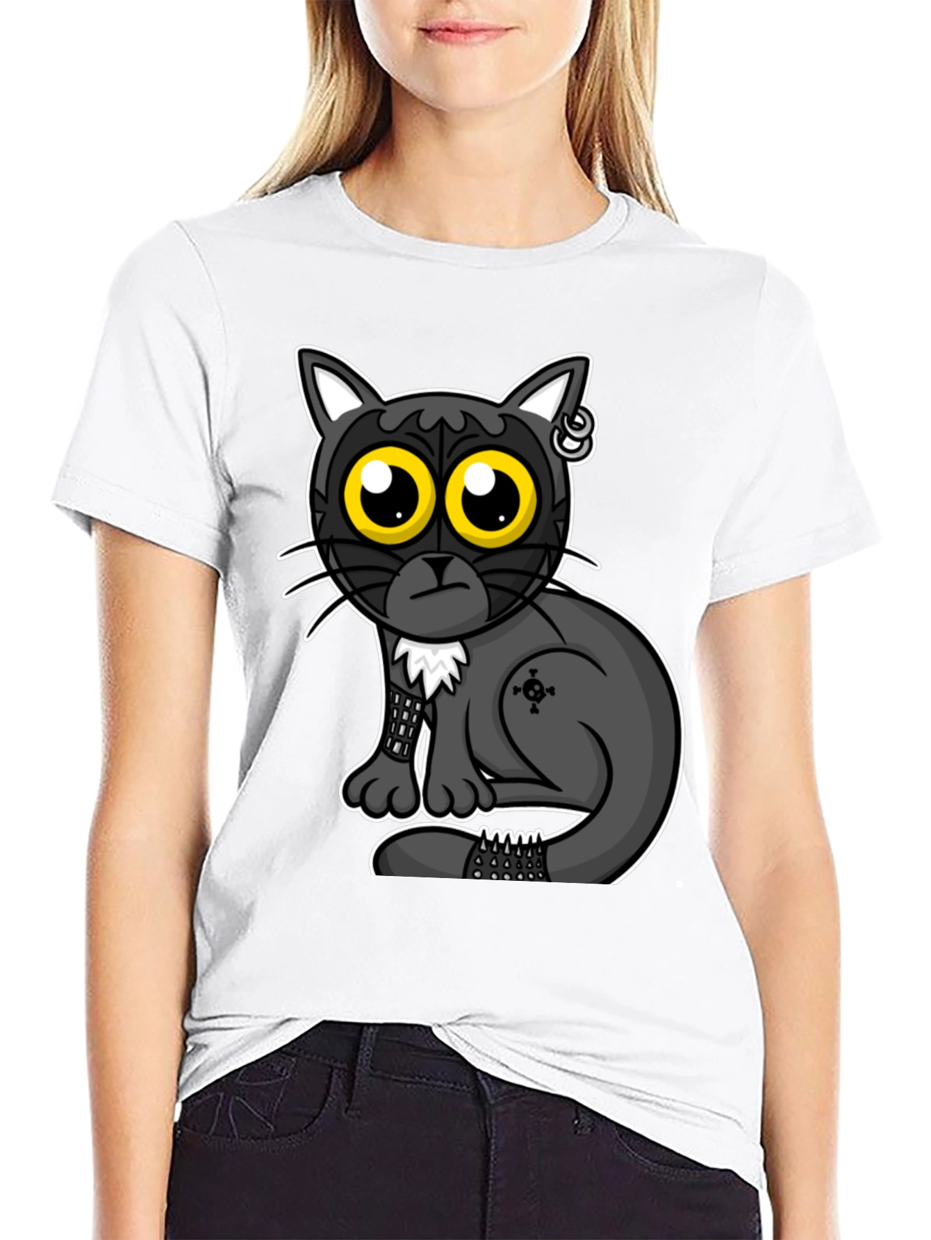 Gothic Cat T-Shirt - Cool Cartoon Design