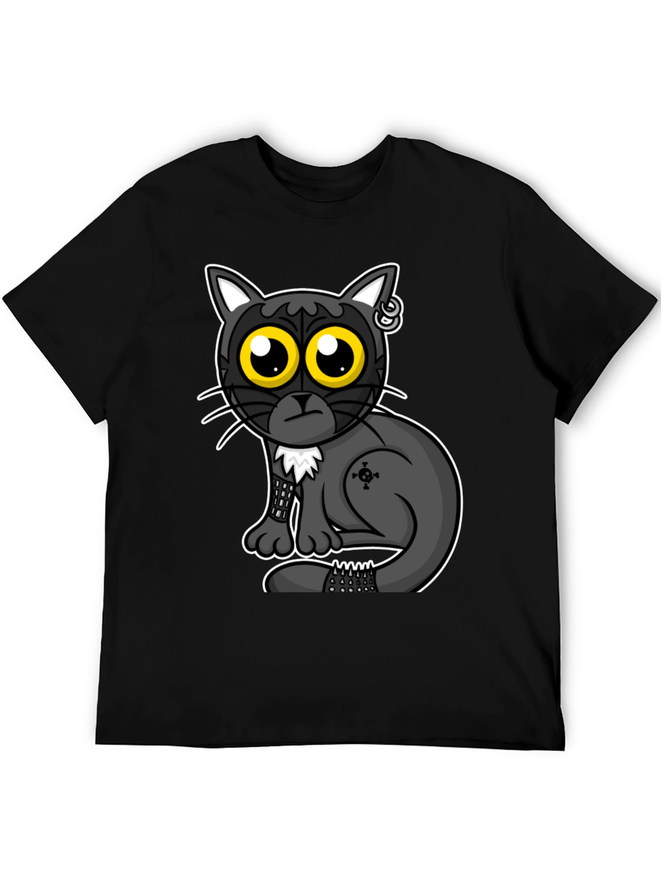 Gothic Cat T-Shirt - Cool Cartoon Design