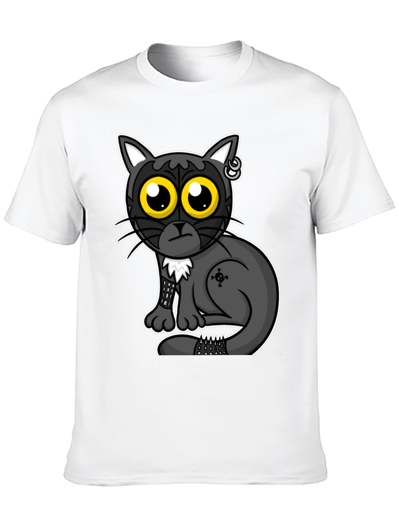Gothic Cat T-Shirt - Cool Cartoon Design