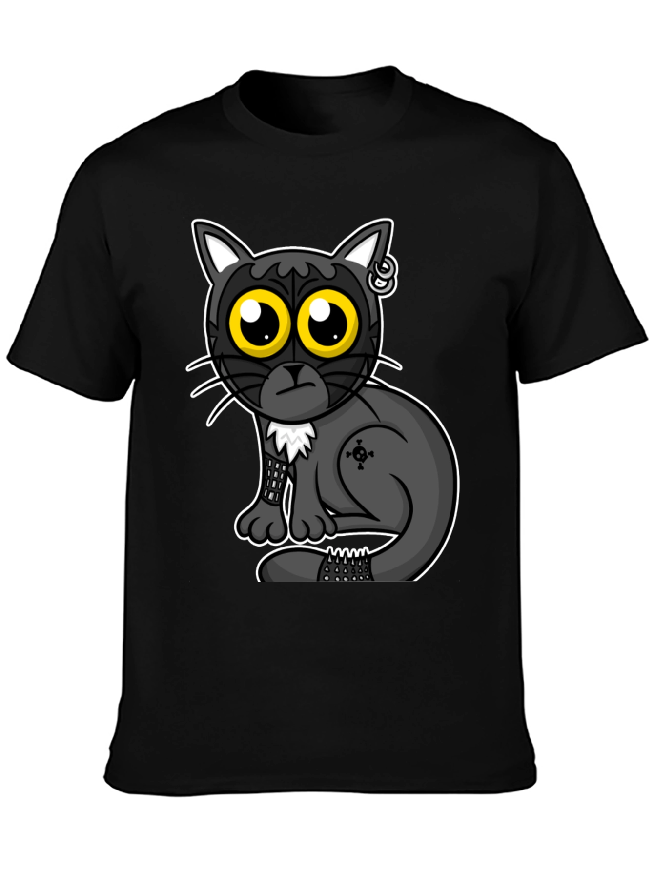 Gothic Cat T-Shirt - Cool Cartoon Design