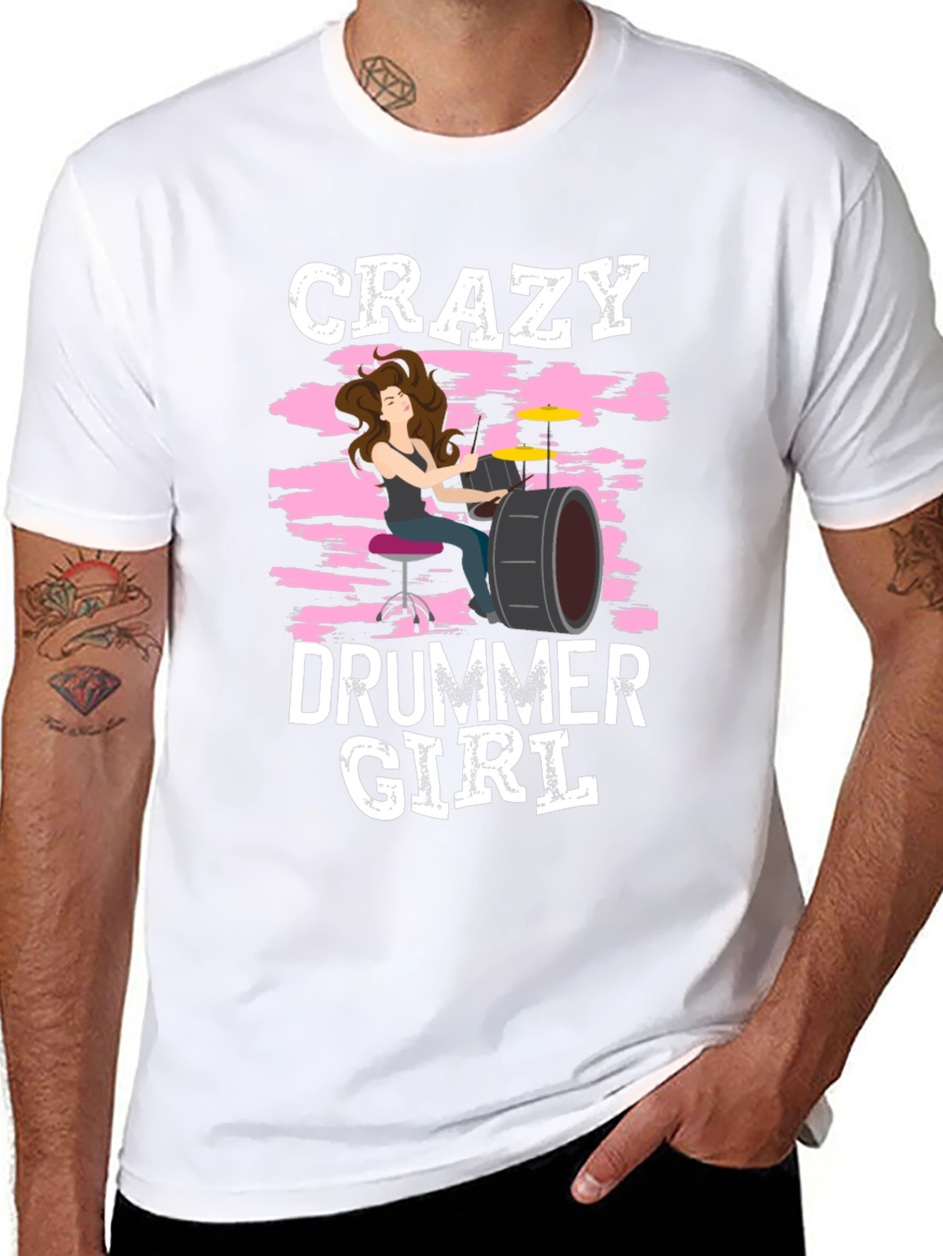 Crazy Drummer Girl T-Shirt - Rock and Roll Tee